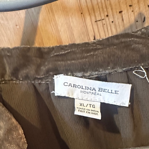 Carolina Belle Brown Sheer Blouse with Embellished Sleeves - Picture 2 of 4